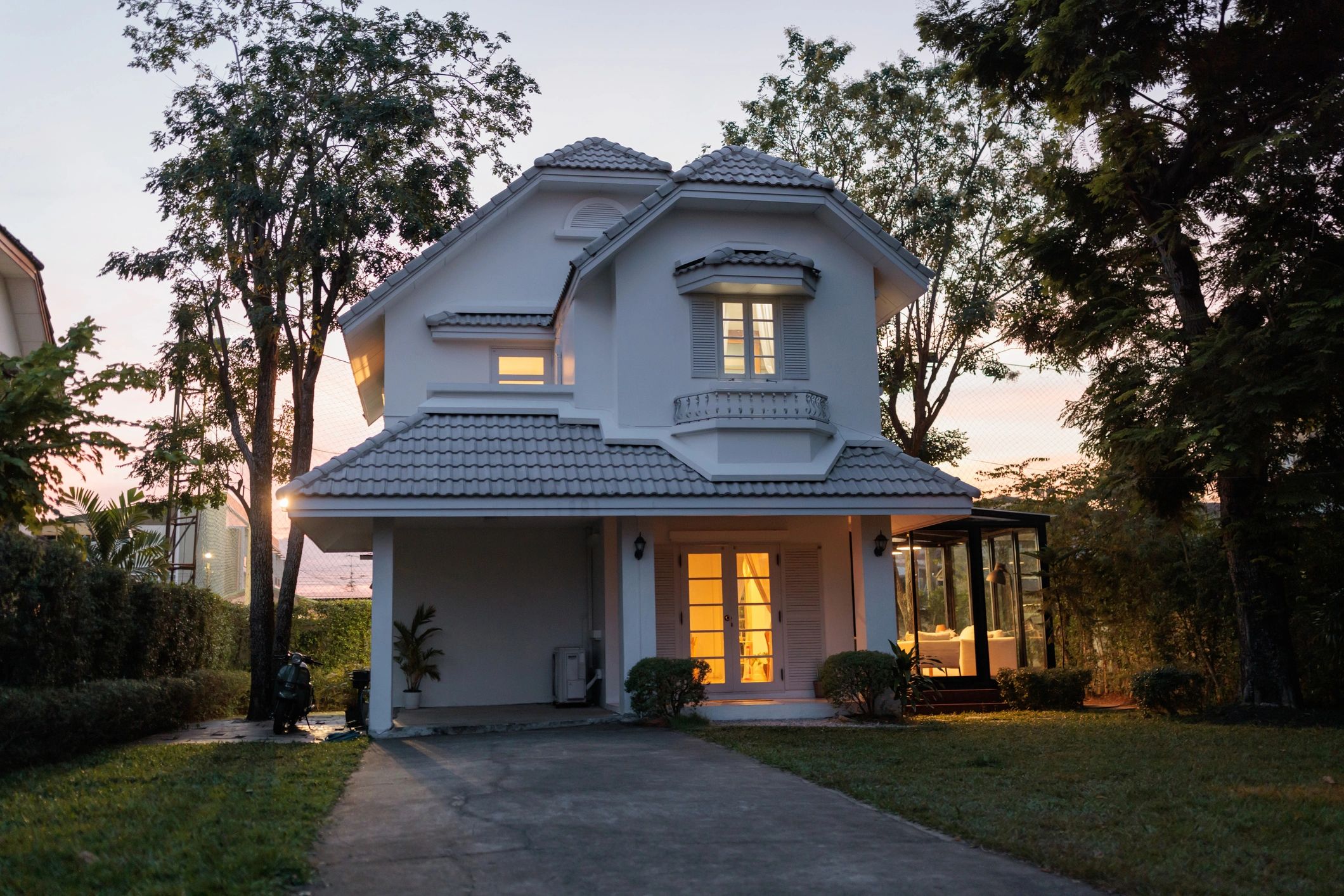 Exterior view of a historic-style residence